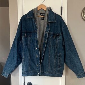 Men’s Denim Jacket with zip in fleece Hoodie